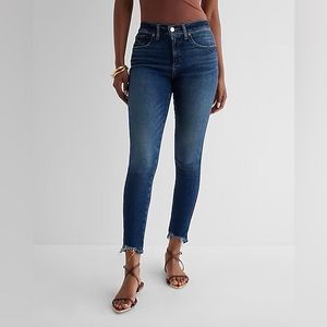 VERVET by FLYING MONKEY High/Mid Rise Dark Wash Raw Hem Skinny Jean